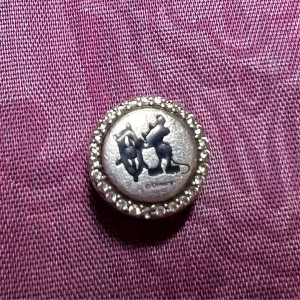 Silver Mickey Mouse Crystal Button Charm - image 1